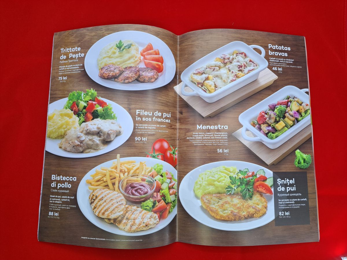Меню каталога с картинками еды
